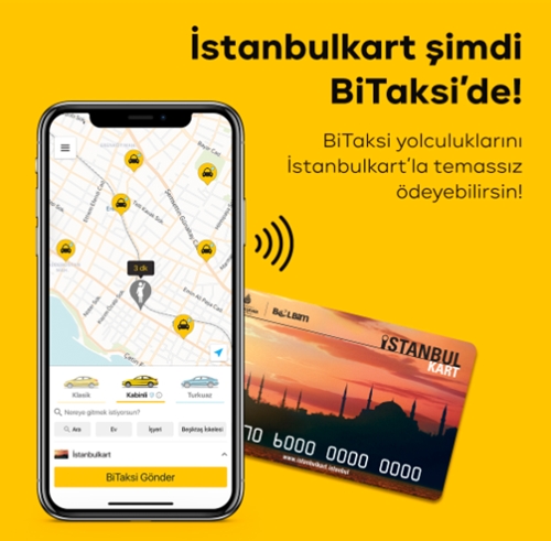 İstanbulkart ile BiTaksi'nin hayata geçirdiği iş birliği çerçevesinde BiTaksi kullanıcıları artık yolculuklarını İstanbulkart ile ödeyebilecek.