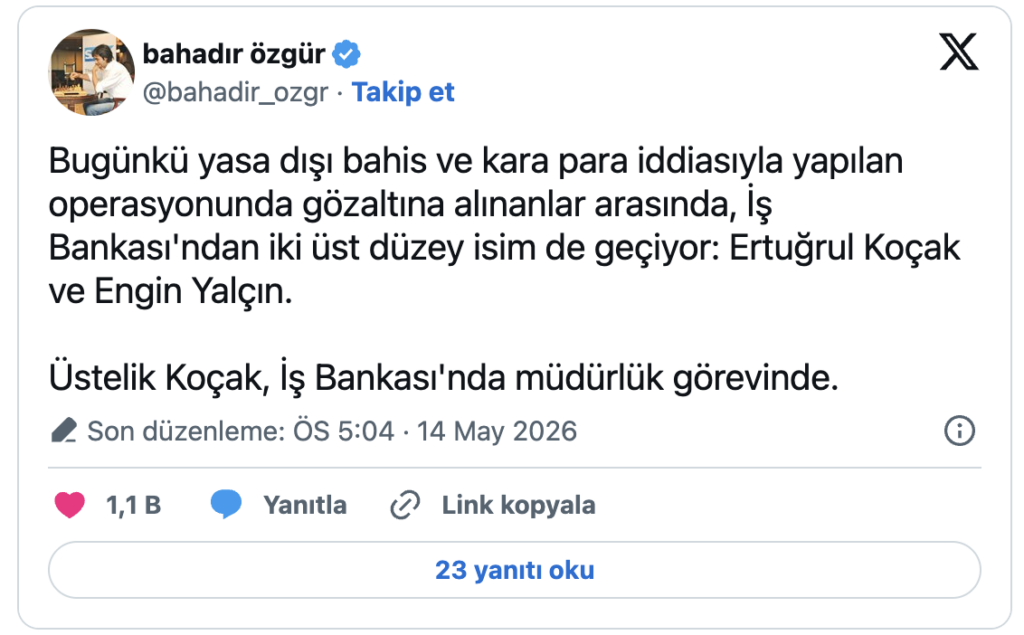 Yasadışı bahis: İş Bankası'ndan iki üst düzey isim de var!